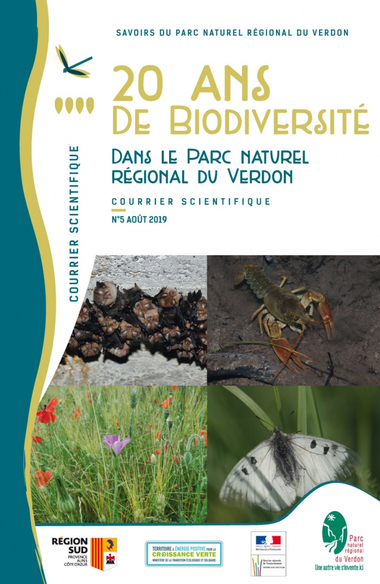 couverture du Courrier scientifique 2019 - 20 ans de biodiversité dans le Parc naturel régional du Verdon